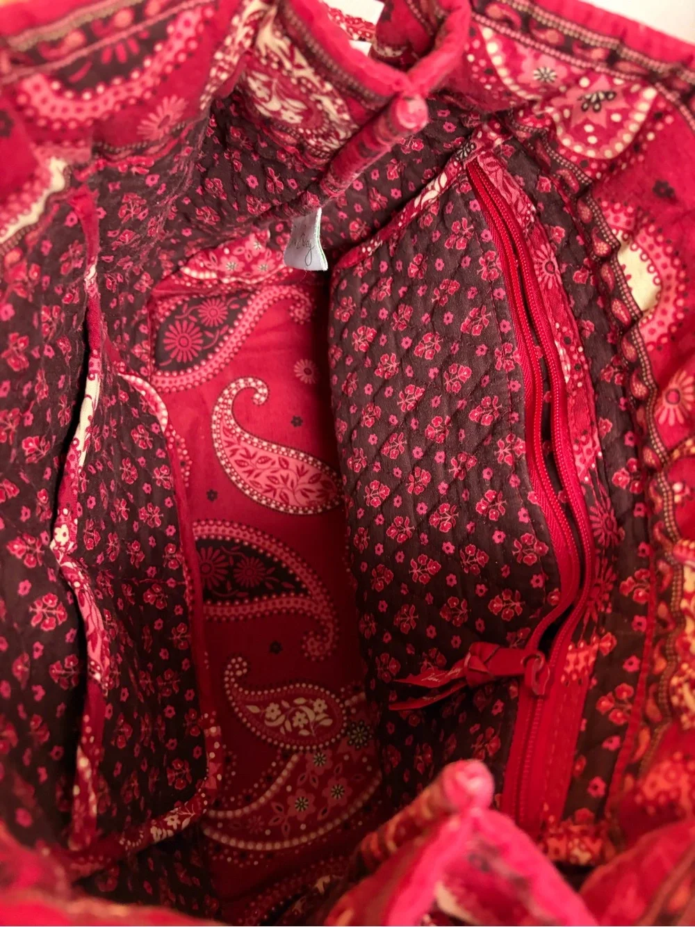 Vera Bradley Quilted Paisley Tote in Burgundy Red